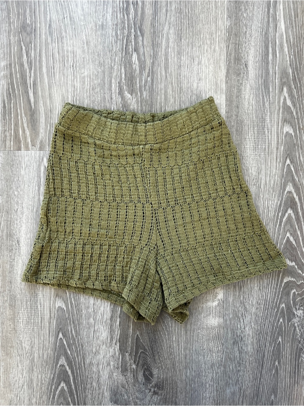 Anthropologie Shorts Celandine Crochet Knit Shorts Moss Green - Medium
